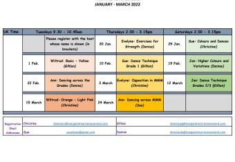 Schedule for Jan - Mar
